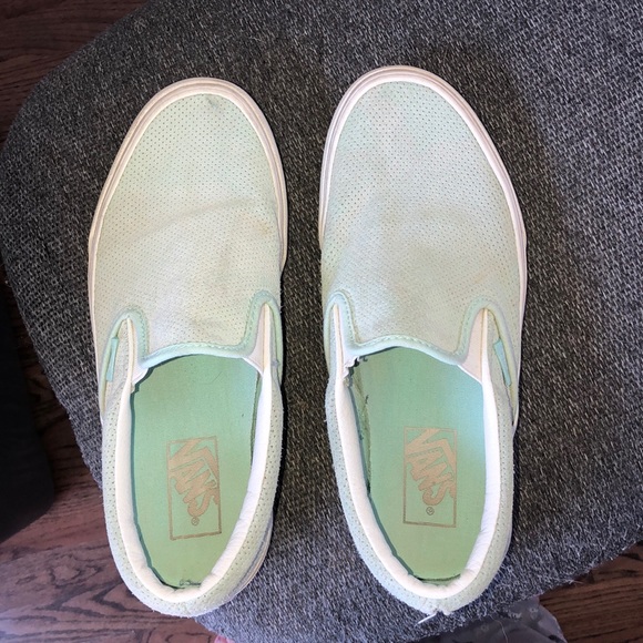 light blue slip on vans